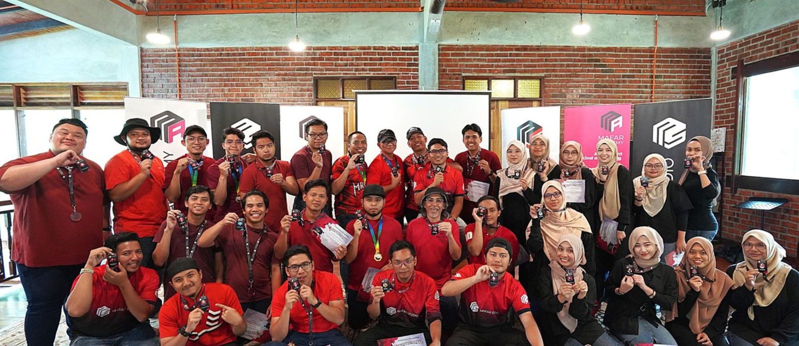 Group photo with a large corporate sales team
